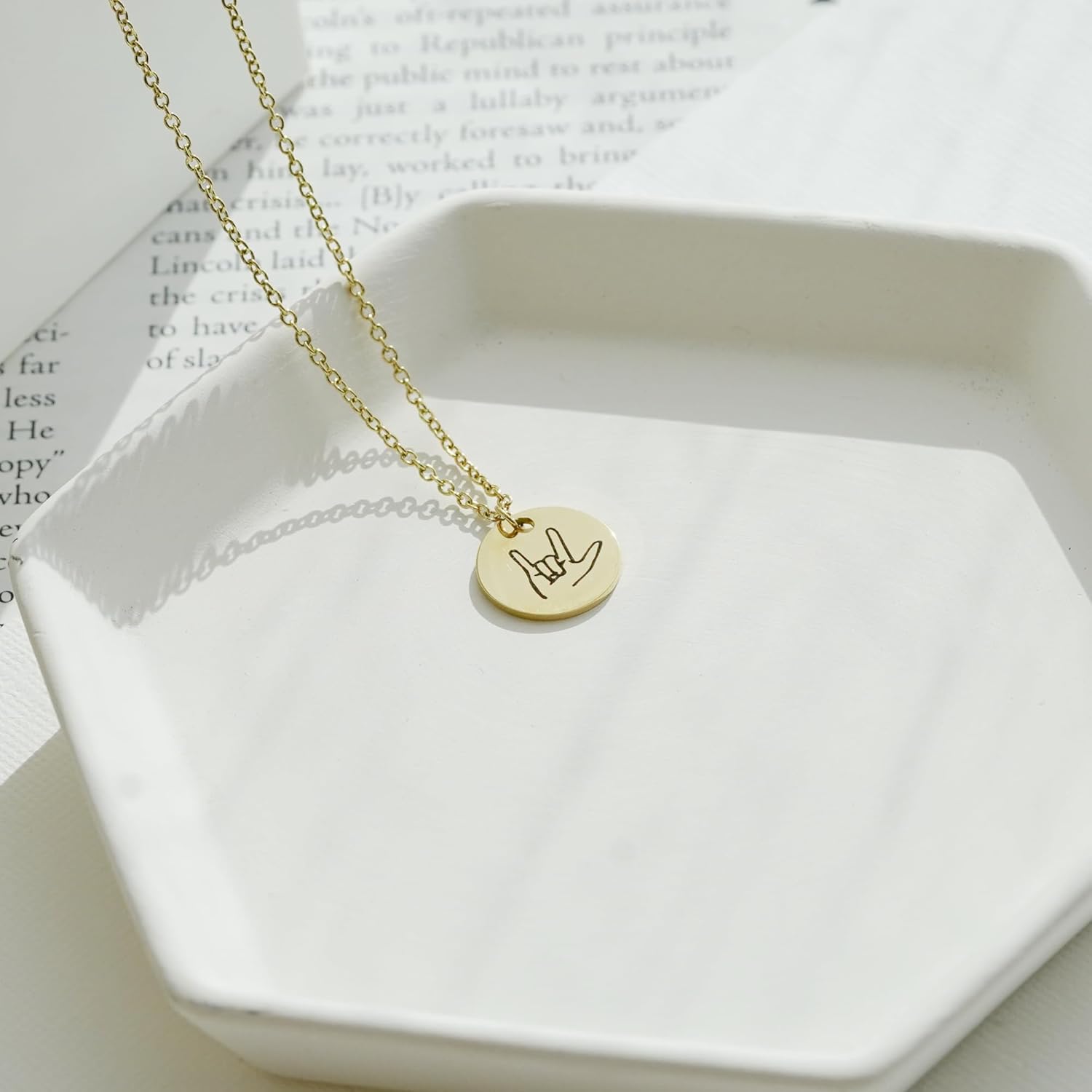 Hand Gesture Necklace, Sign Language ASL Necklace, Sister Gifts, Best Friend Necklaces, I Love You Necklace, Lauguage Jewelry, FN-119