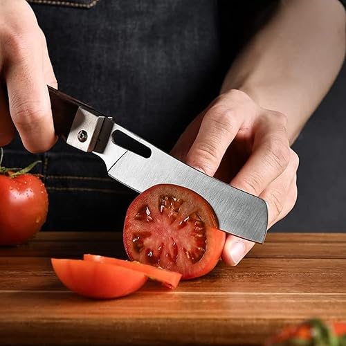 Miniatura 6 de Cuchillo de chef plegable, cuchillo de cocina, mango de palisandro natural, cuchillos de chef japonés portátiles para exteriores para camping,