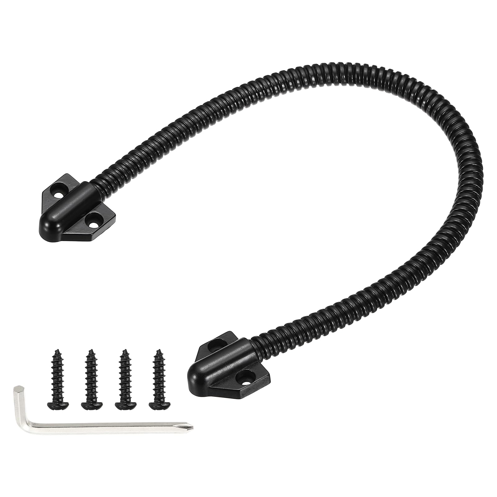 PATIKIL Armored Loop Power Transfer (400mm L, Fit 6mm(0.24"), Black) Metal Flexible Gooseneck Exposed Mounting Sleeve Door Cable Protector with Alloy End Cap, Suit for - Access System