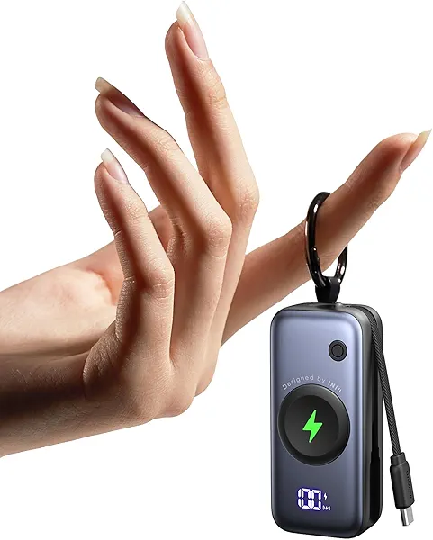 INIU Portable Charger, Pocket Size 5000mAh 20W PD Fast Charging Power Bank, with Built-in USB C Cable and Watch Charger, Keychain Battery Pack for Apple Watch Ultra 11 10 9 8 SE, iPhone 17 1