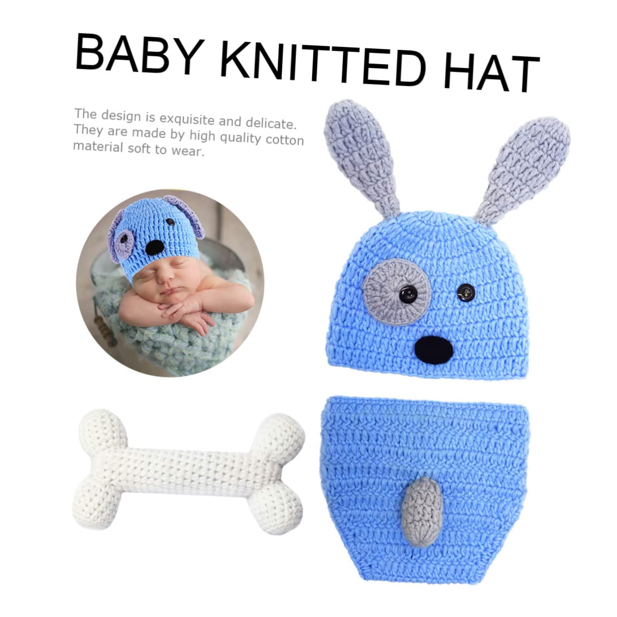 Gatuida Conjunto De Ropa Tejida Mano Para Bebés De Con Sombrero Pantalones Cortos Y Accesorio Forma De Para Fotografía De Días Azul
