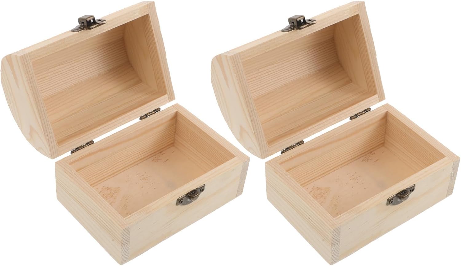 2pcs Unfinished Wooden Arch Box 4.61x4.57x3.03 Inch Small Wood Craft Box with Hinged Lid and Front Clasp, Sturdy Structure and Nature-inspired Finish for Jewelry and Craft Tools