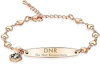 Vista 28 de mnmoom Pulseras de alerta médica para mujeres 6.5-8 pulgadas ajustables corazón links pulseras médicas con grabado