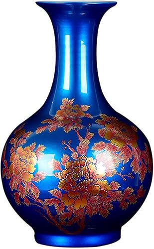 KIZQYN Jingdezhen Jingdezhen - Jarrón azul para decoración del hogar artes y manualidades TV gabinete oficina jarrón para decoración
