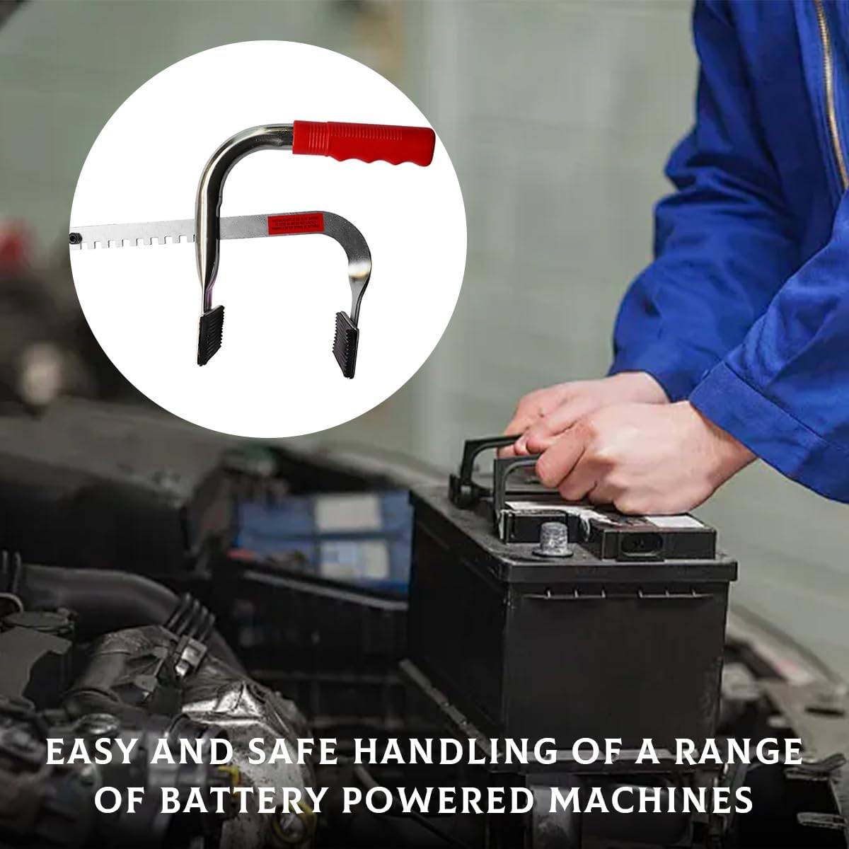 Battery Carrier, Adjustable to 7" Battery Rack with Non-Slip Rubber Pads, Carrying Gripper for Top Post or Side Post Batteries, Gripper for Lifting and Carrying Batteries