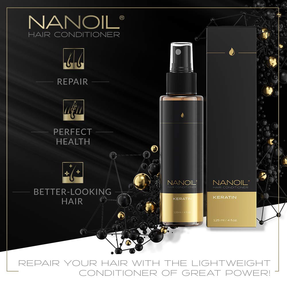 NANOIL Keratin Hair Conditioner 125ml - Bi-Phase Hair Conditioner, Repair and Regeneration, Strengthening of Weak Hair, Perfect Health