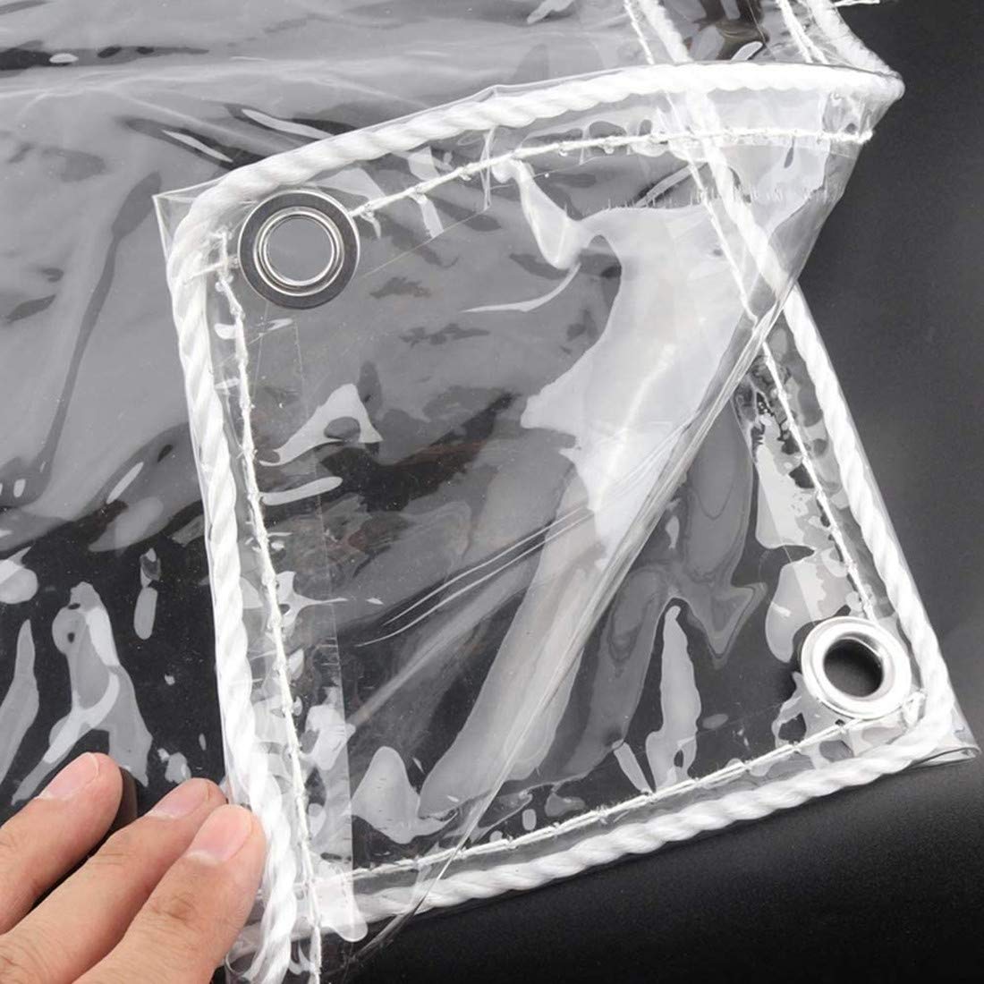 Lona Impermeables Exterior Transparente,Prueba de Polvo Tela Cubierta,Película PVC 0.35mm,Prueba de Lluvia Toldos de Plantas,Lona de Protección For Invernadero Jardín,con Ojales(2x4m/6.6x13ft)