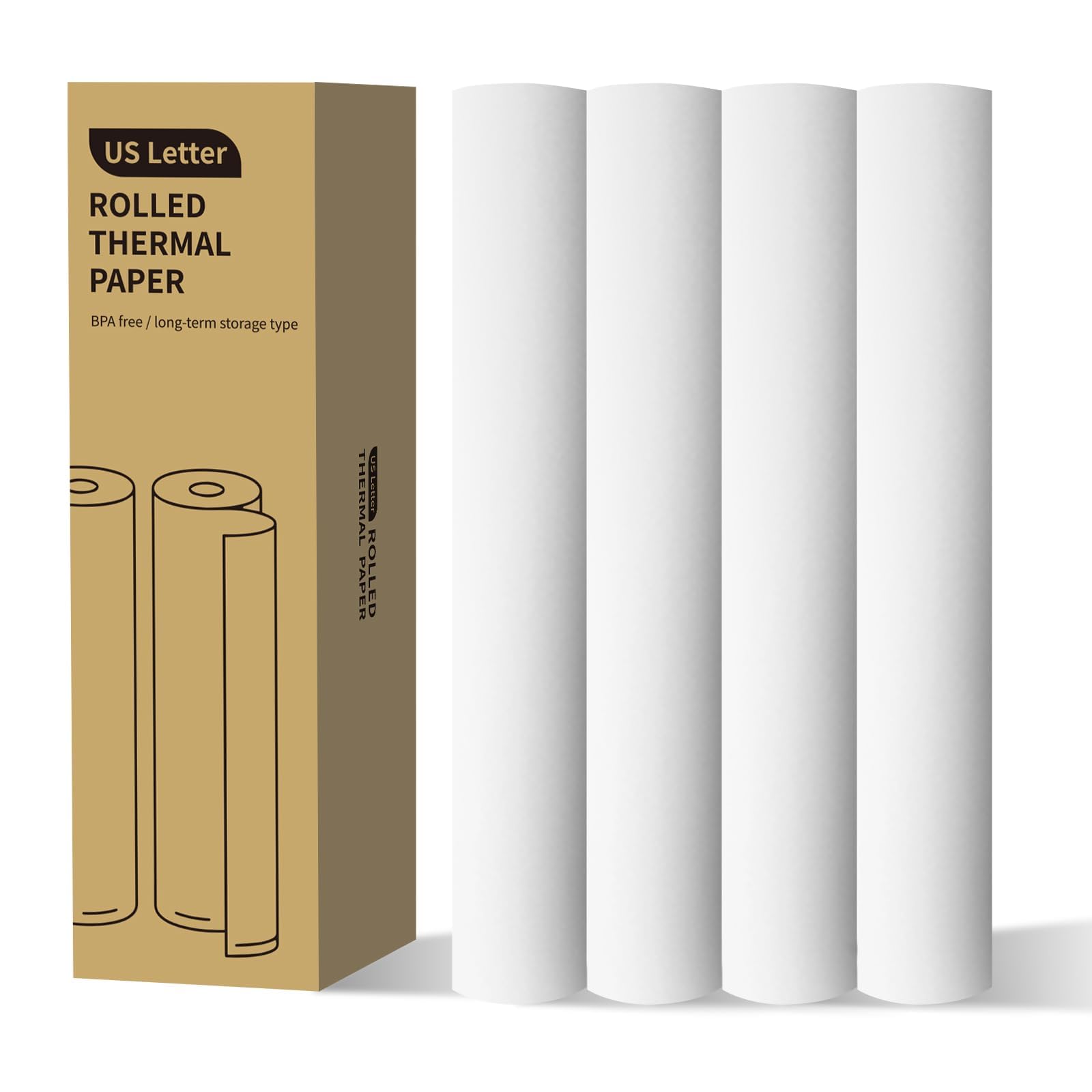 Linglong Papel térmico de secado rápido de alta calidad, carta de EE. UU., 8.5 x 11, 200 hojas de impresión individual y continua, compatible con MT800/MT800Q/F2S/A40 e impresoras portátiles (4