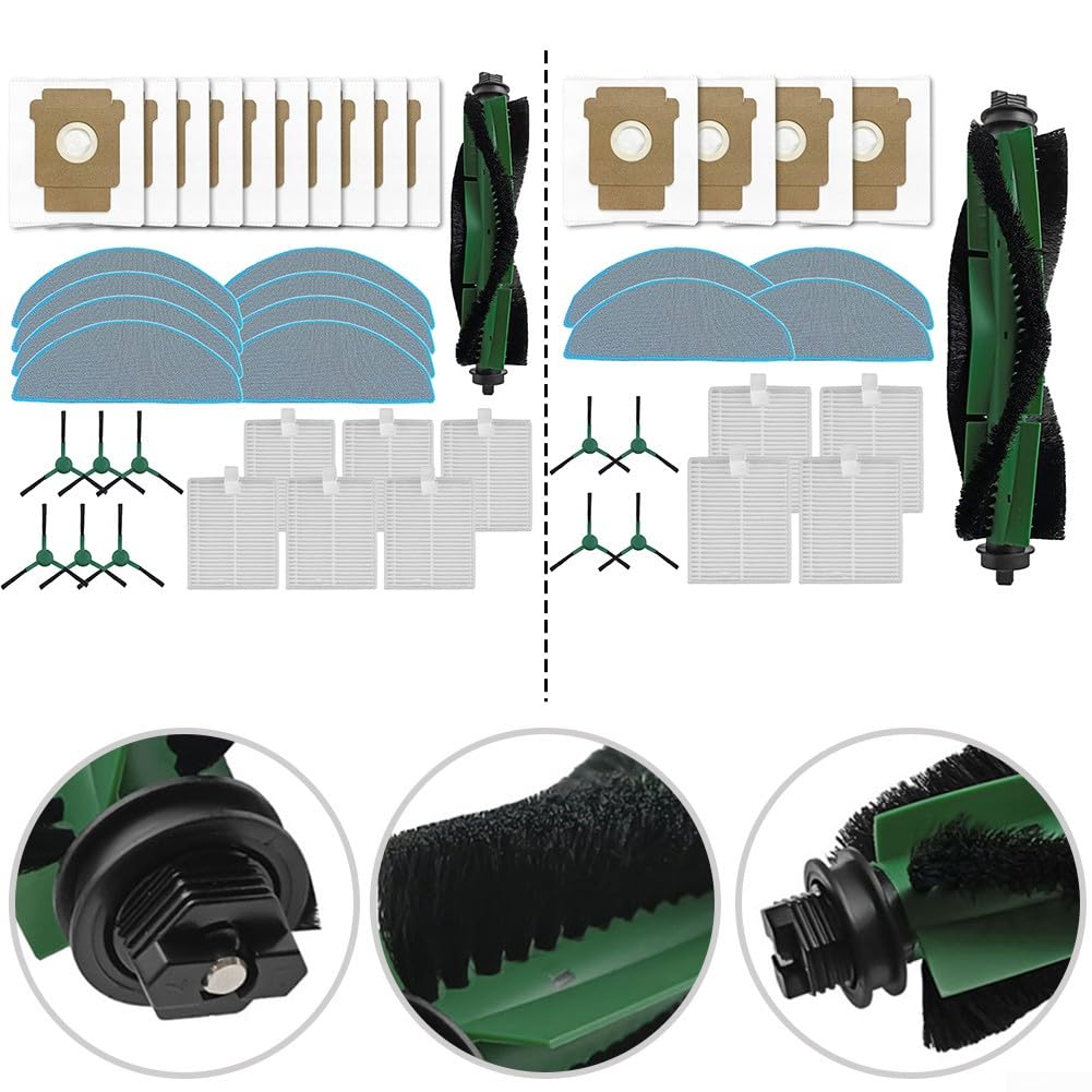 Kit di accessori di ricambio per Roomba 105 per robot aspirapolvere Combo con spazzola principale, spazzole laterali, filtri, panni mocio, sacchetti per la polvere (A)