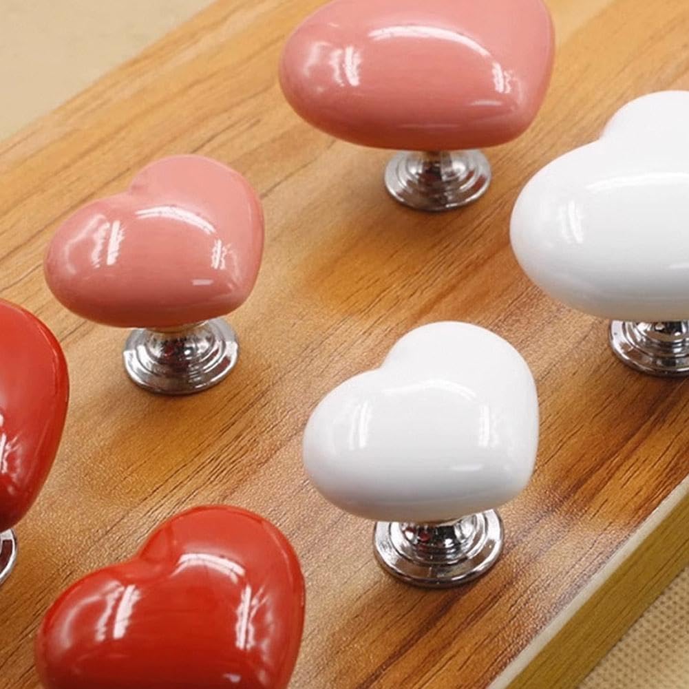 Colorful Heart-Shaped Toilet Flush Button Replacement - Fun Plastic Tank Lid Decoration In White, Pink, Red, Yellow