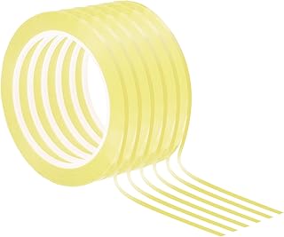 PATIKIL Cinta de Pizarra Blanca de 1/8" Paquete de 6 Cintas Finas para Marcar Gráficos y Arte Diy Color Amarillo Claro