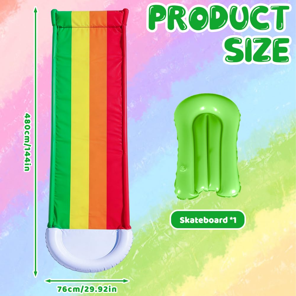 Tapis Glisse Eau, 480x76 cm Tapis de Glisse Eau Enfant avec Bodyboard, Toboggan Aquatique Adulte, Toboggan Piscine Gonflable pour Fête D'été, Jardin, Activités Aquatiques en Extérieur