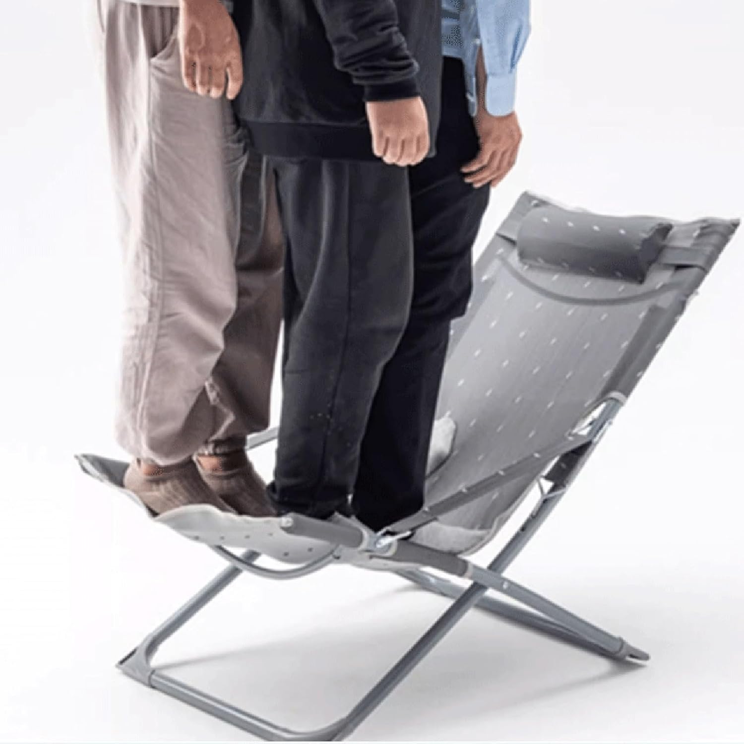 Folding Chair, Folding Reclining Chair, Office Leisure Chair with Backrest/Sitting and Lying Dual-Purpose Chair/Three-Level Adjustment(Gris)