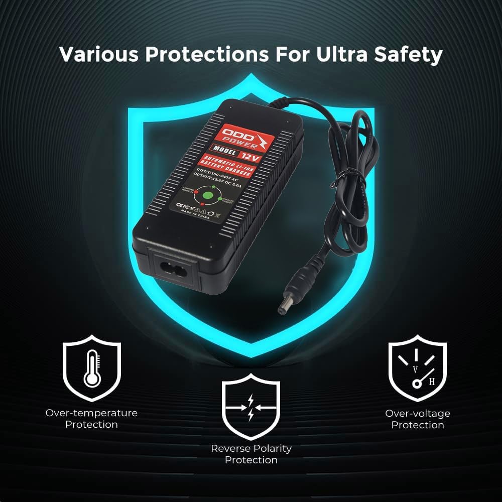 QDD 12.6V 5A Charger 11.1V 3S Lithium ion Charger AC100-240V with 2.1DC Connector