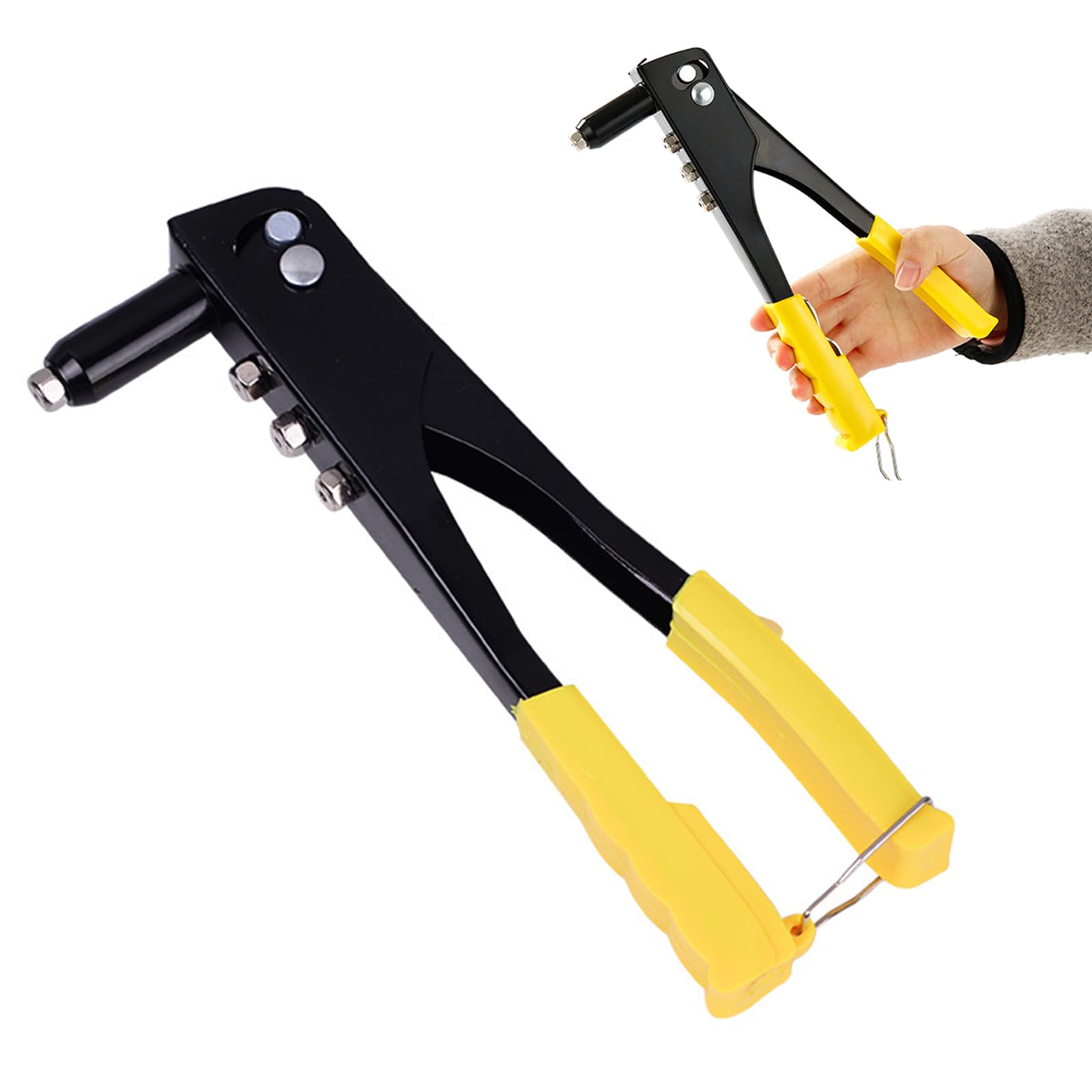 Remachadora Manual, Pistola de Remaches, Herramienta Remachadora, Remachadora Pop, Adecuado para Remachar en Construcción, Automóviles, con 4 Boquillas Guía (2,4 mm/3,2 mm/4,0 mm/4,8 mm)