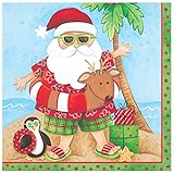 Creative Converting 666948 18 Count Lunch Napkins, Santa's Holiday, Red/Green/White