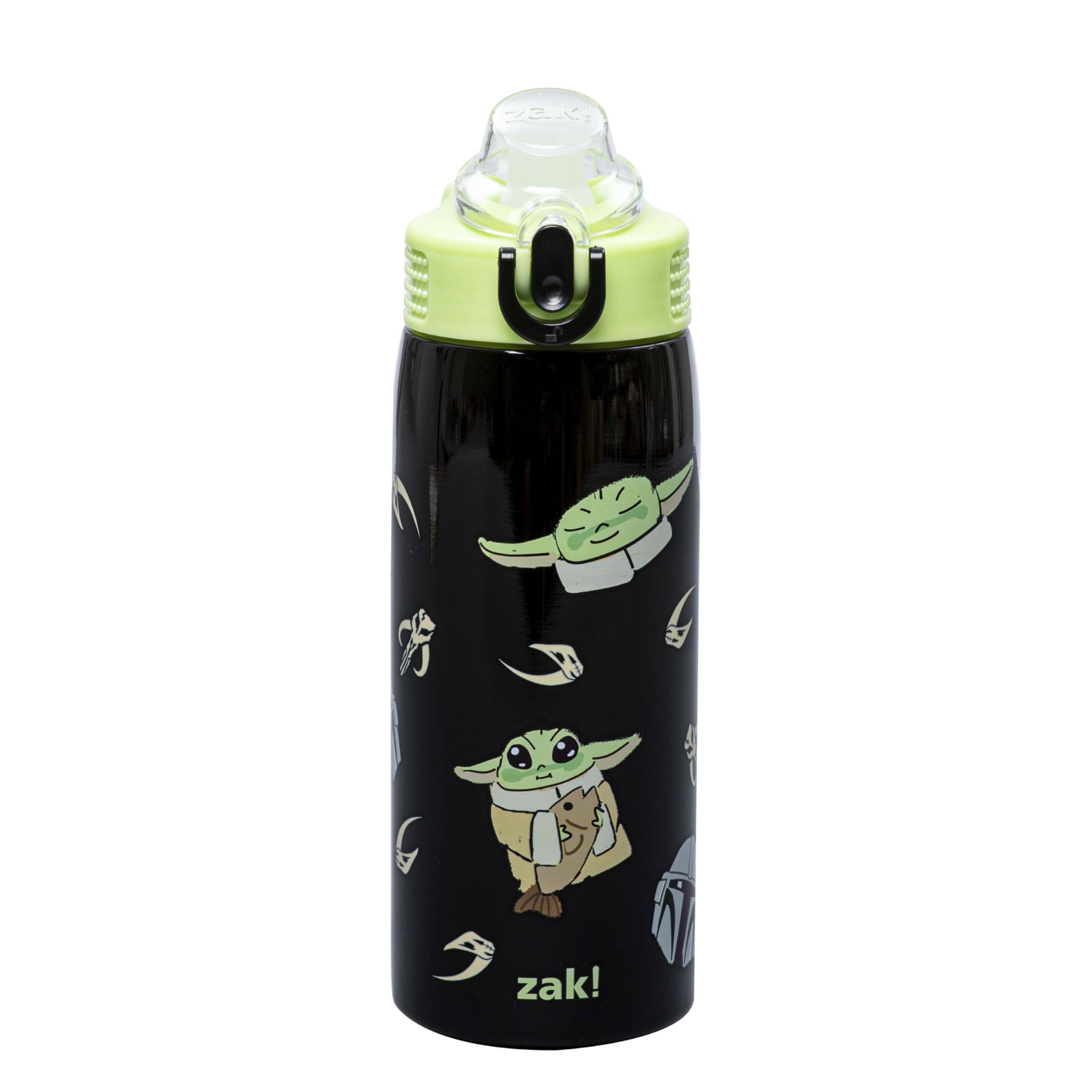 Zak Designs Star Wars Grogu Sage 19oz Leak-Proof Straw Kids Water Bottle | BPA Free, Insu…