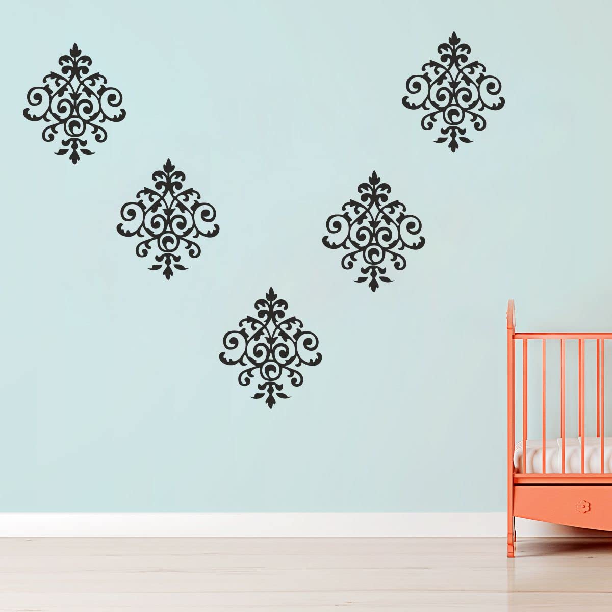 Sticker Studio 'Mandala Motif Wall Stickers Featuring-Mandala Art Wall Decor 6 Unit Stickers' (PVC Vinyl - 70.86 x 0.39 x 59.05 Inches, Black)-Self-Adhesive