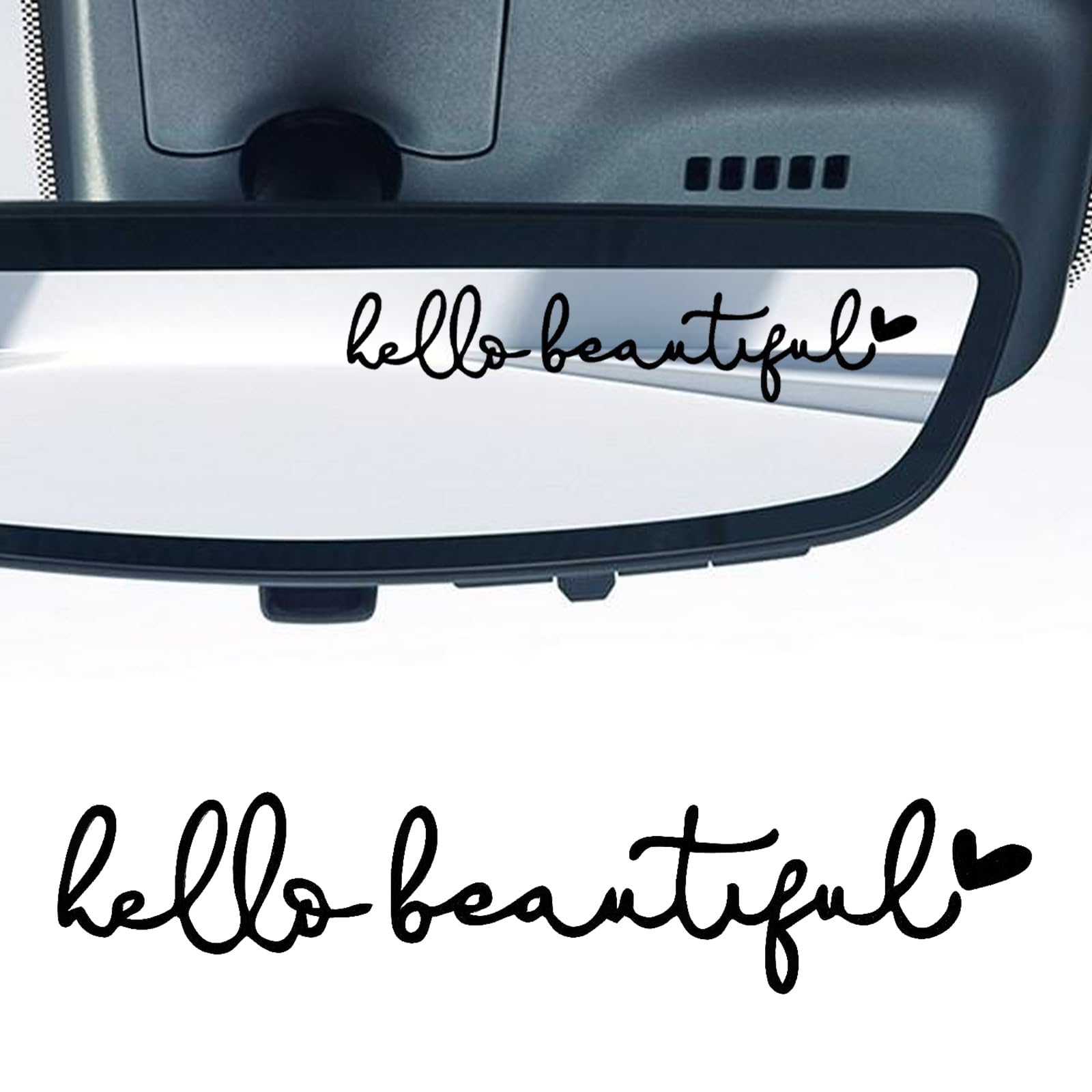 Car Decal, Hello Beautiful Car Rearview Mirror Decals, Auto Window Stickers, Self Affirmations Decal, Hello Beautiful Mirror Decal, Vehicle Accessories Decor for Women Girls (Black)