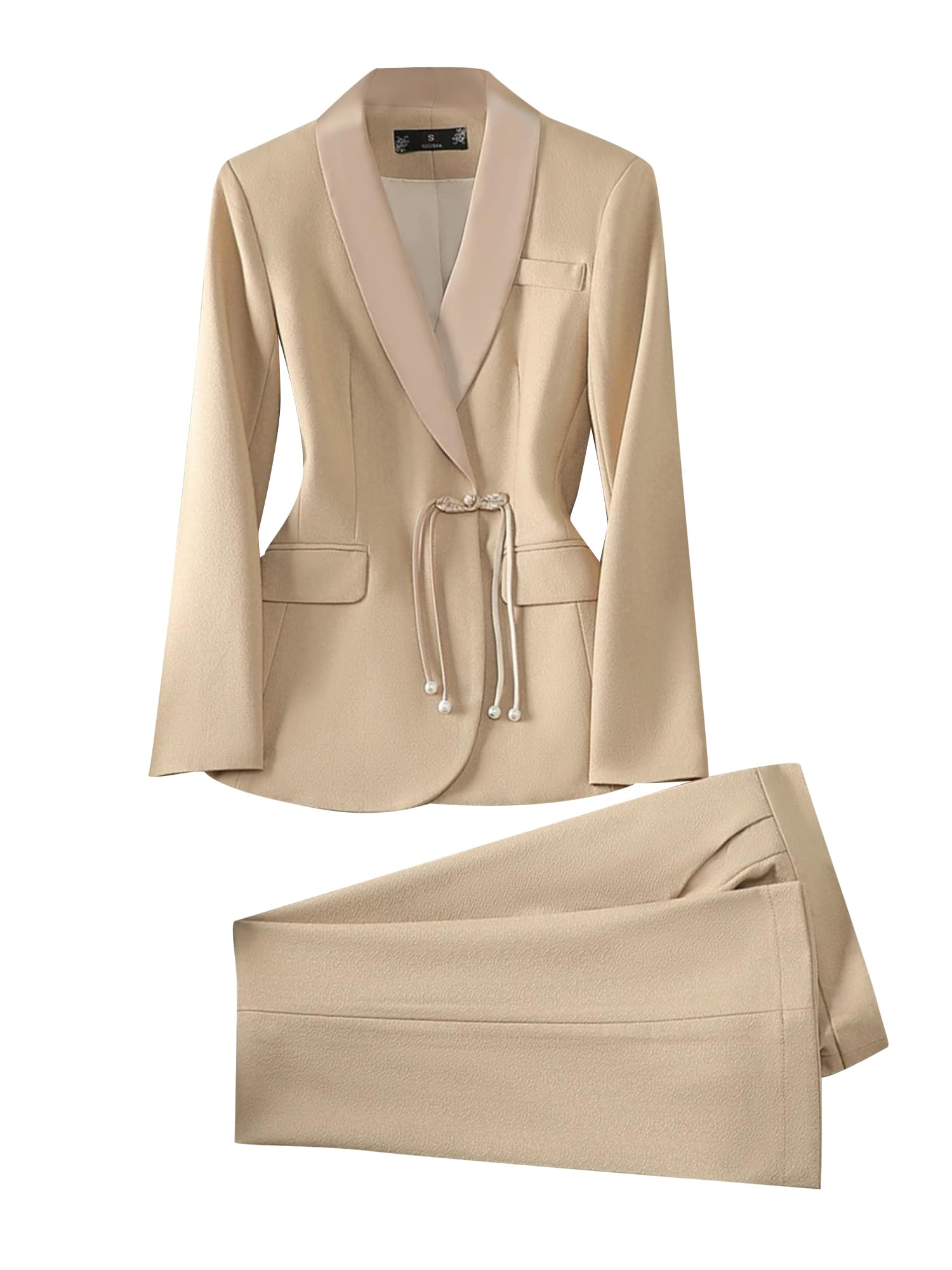 Women Elegant Pant Suit 2 Piece Set Office Ladies Female Business Work Wear Formal Blazer Jacket and Trouser