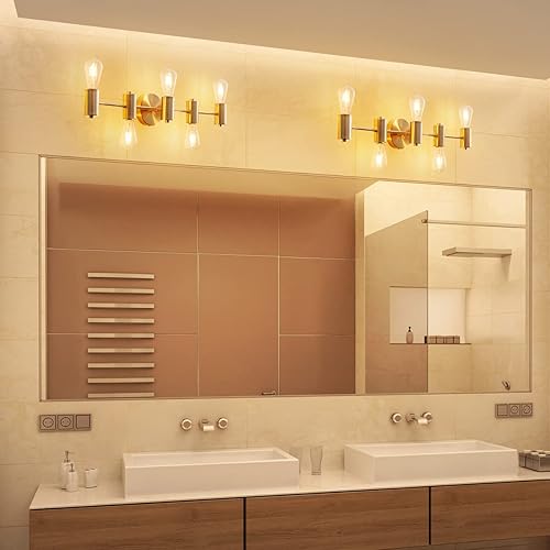 Miniatura 8 de WUZUPS Morden - Lámpara de baño de 5 luces para dormitorio, sala de estar, base E26, níquel cepillado