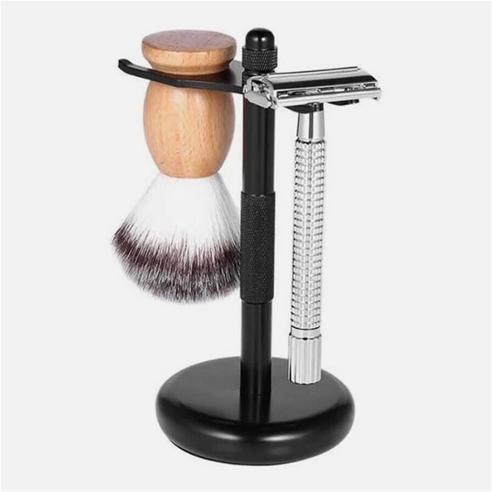 Männer Rasierer Halter Legierung Rasierpinsel Ständer Manuelle Rack (Ohne & Pinsel)(Silver)