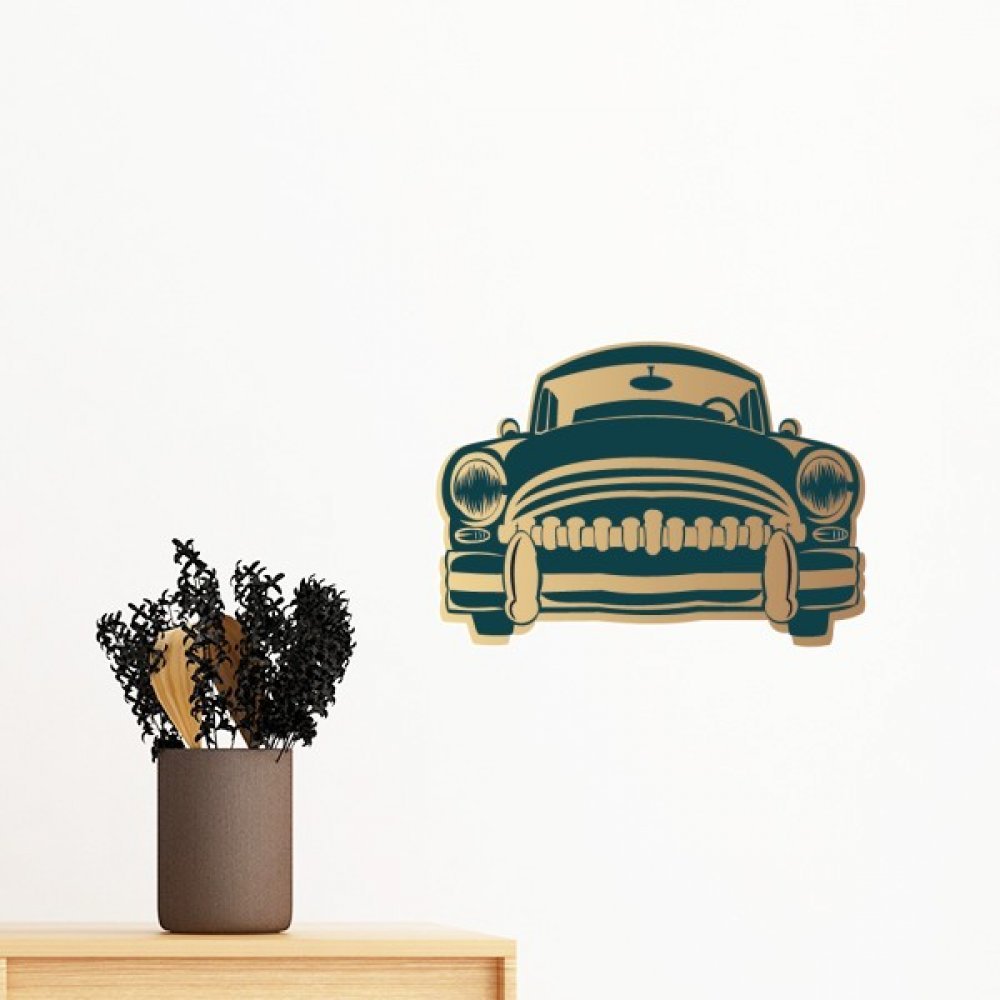 Sticker voiture classique vert pour chambre déco murale 60cm
