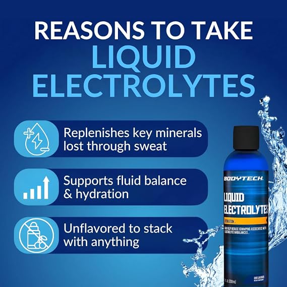 BodyTech Liquid Electrolytes Drops, Unflavored, 8 Fl Oz, 96 Servings