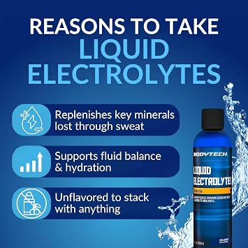 BodyTech Liquid Electrolytes Drops, Unflavored, 8 Fl Oz, 96 Servings