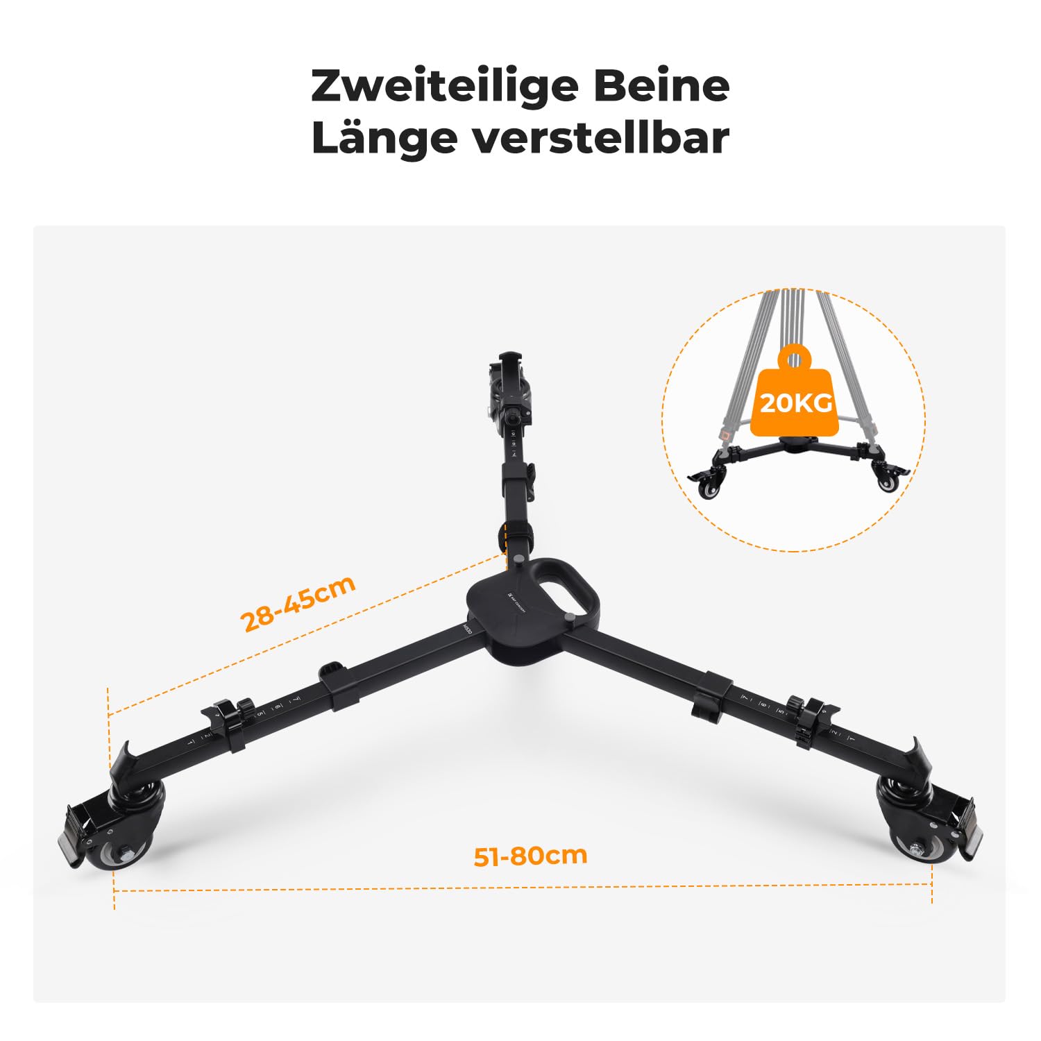 K&F Concept Aluminium Heavy Duty Stativ Dolly – Bild 5