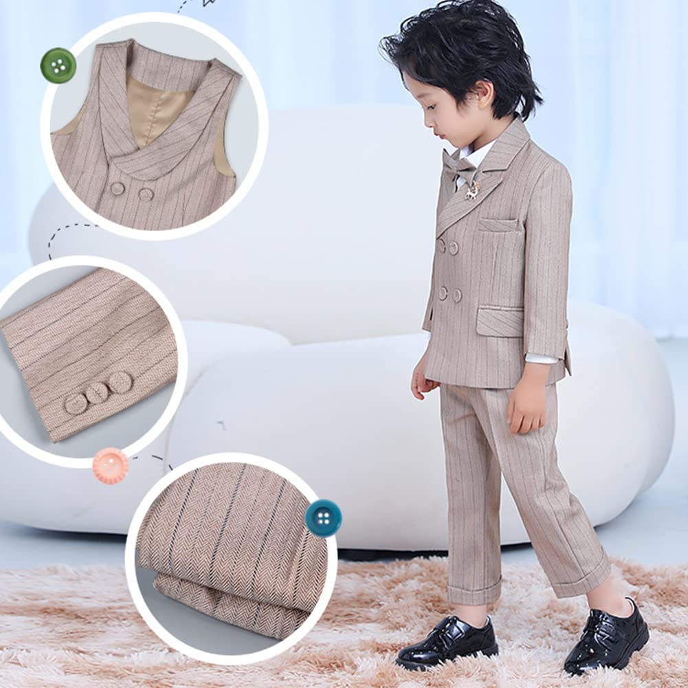 Trajes para Bebe Niño,Conjunto de 5 Piezas de Traje Formal para Niños Blazer+Camisas+Chaleco+Pantalones+Pajarita,Esmoquin Caballero para Boda,Fiesta,Ceremonia Traje de Bautizo,Chicos Ropa