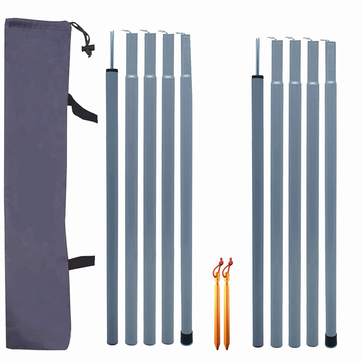 Buy COADILNIO Tent Tarp Poles Set of 2, Folding Adjustable Dual Size