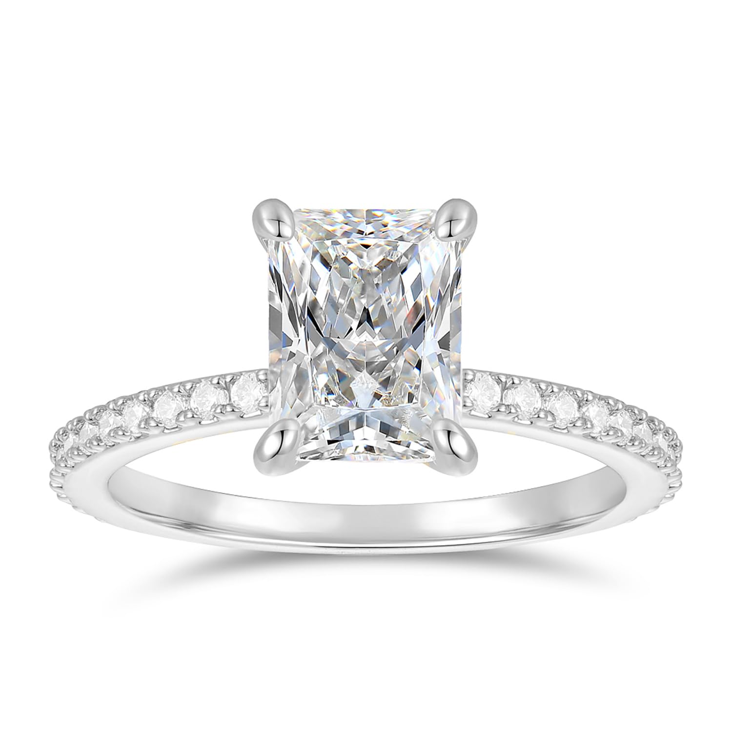 14K 2ct Radiant Cut Moissanite Ring 14K Gold 6 * 8mm 2ct D Color VVS Radiant Moissanite Engagement Rings for Women