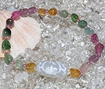 Amazon.co.jp: 白如意蓮花天珠チベット老玉髄天珠ミックスカラー