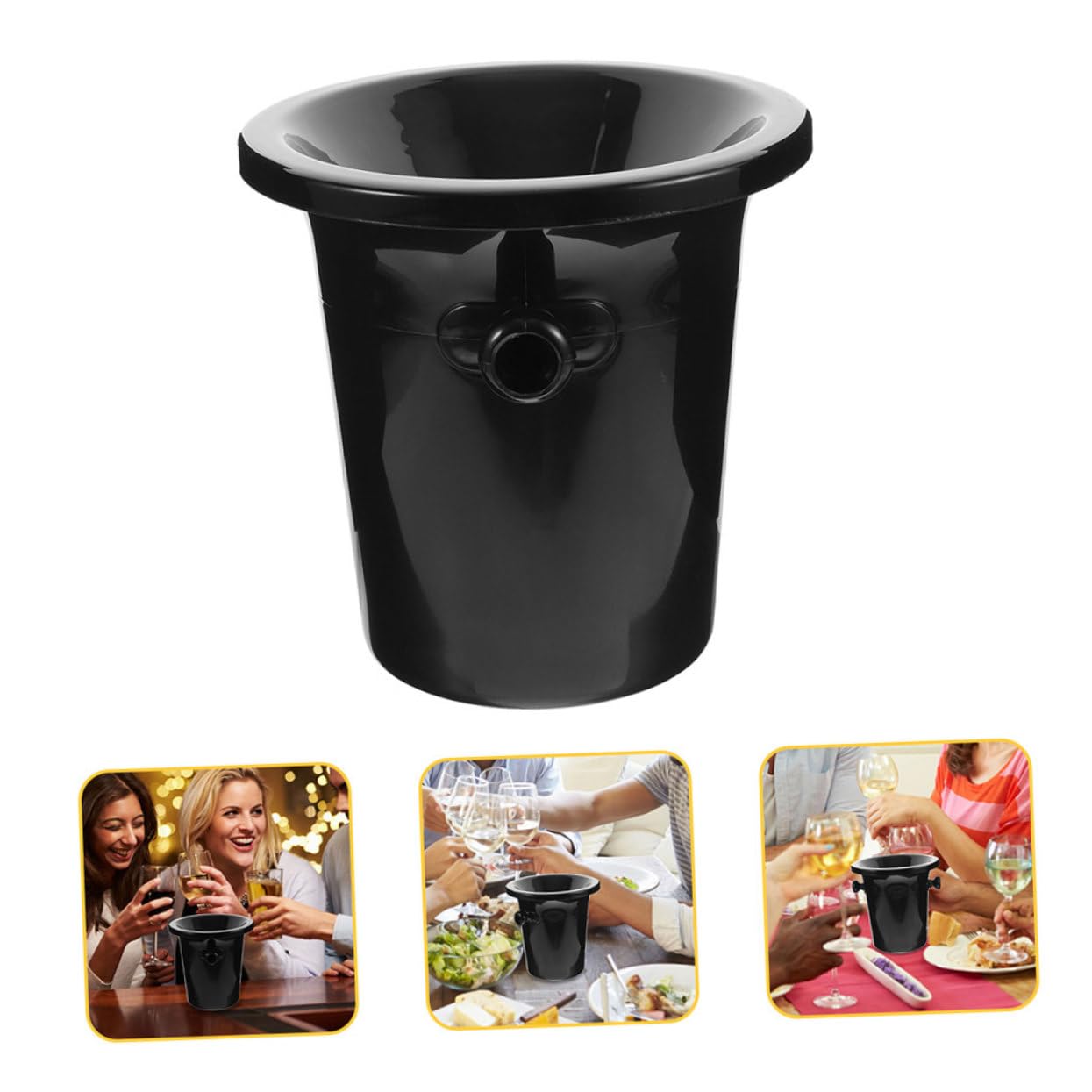Secchielli Sputacchiere per Vino 2 Pezzi in Plastica Nera | Botte per Degustazioni, Cestello Vino Funzione Ghiaccio e Cubetti, Festival Birra Decor per Cantine ed Esposizioni