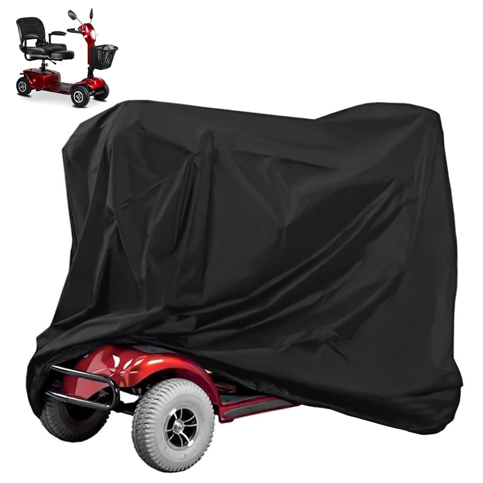 Sayudar Black Mobility Scooter Cover, Waterproof Heavy Duty 210D Oxford Mobility Scooter Rain Cover With Silver Coating, All Weather Outdoor Electric Wheelchair Storage Cover For Most 3-4 Wheel Scooters, 56X26x36in