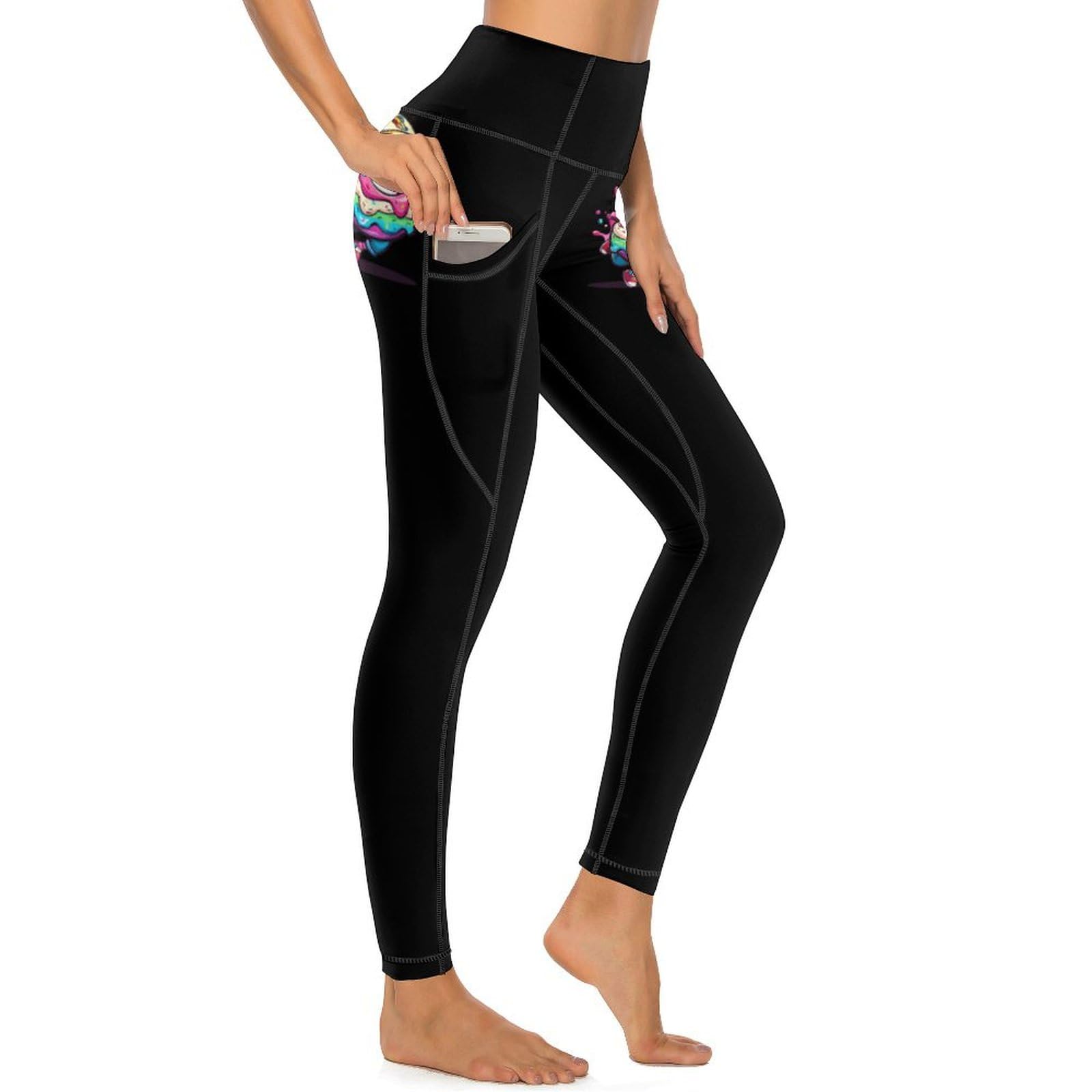 Pantaloni da Yoga da Donna Running Run Cream Ice Cream, Leggings da Allenamento con Controllo Addominale, Pantaloni Lunghi da Palestra a Vita Alta