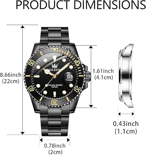 Miniatura 5 de OLEVS Reloj para Hombre, Relojes de Gran Esfera para Hombre de Acero Inoxidable con Fecha Impermeable, Relojes Analógicos de Cuarzo para Hombre