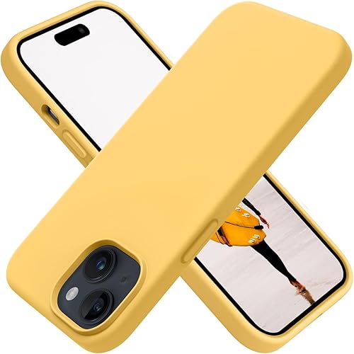 OTOFLY Compatible con iPhone 15 Plus, funda delgada de silicona a prueba de golpes para iPhone 15 Plus (6.7 pulgadas), (amarillo)