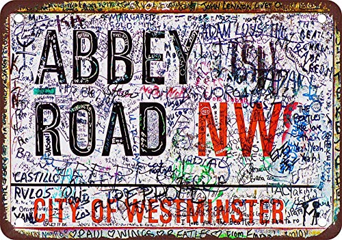 ABLERTRADE Abbey Road Nw8 Plaque métallique Style Vintage en métal Rouille 20,3 x 30,5 cm - Les Beatles, Paul McCartney, John Lennon, RIngo Starr, George Harrison ABLERTRADE Abbey Road Nw8 Plaque métallique Style Vintage en métal Rouille 20,3 x 30,5 cm