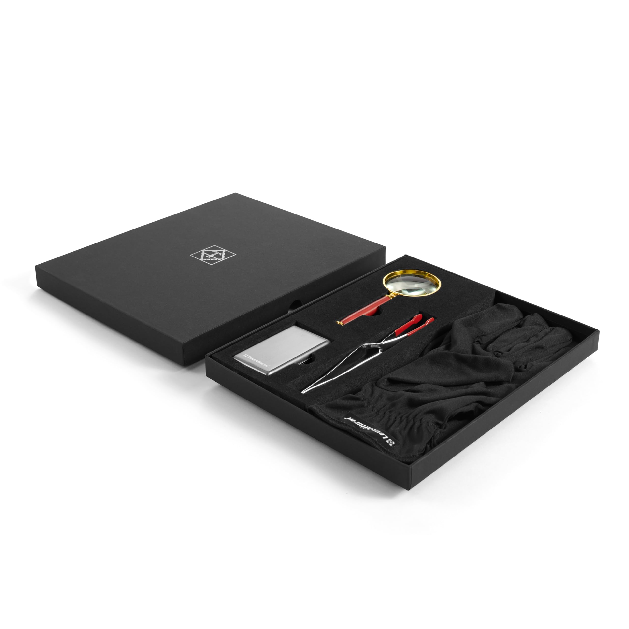 Leuchtturm 370110 Gift-It Set Cadeau Numismatique - 4 Accessoires pour collectionneurs de pièces de Monnaie avec Gant, pincette, loupe, Balance