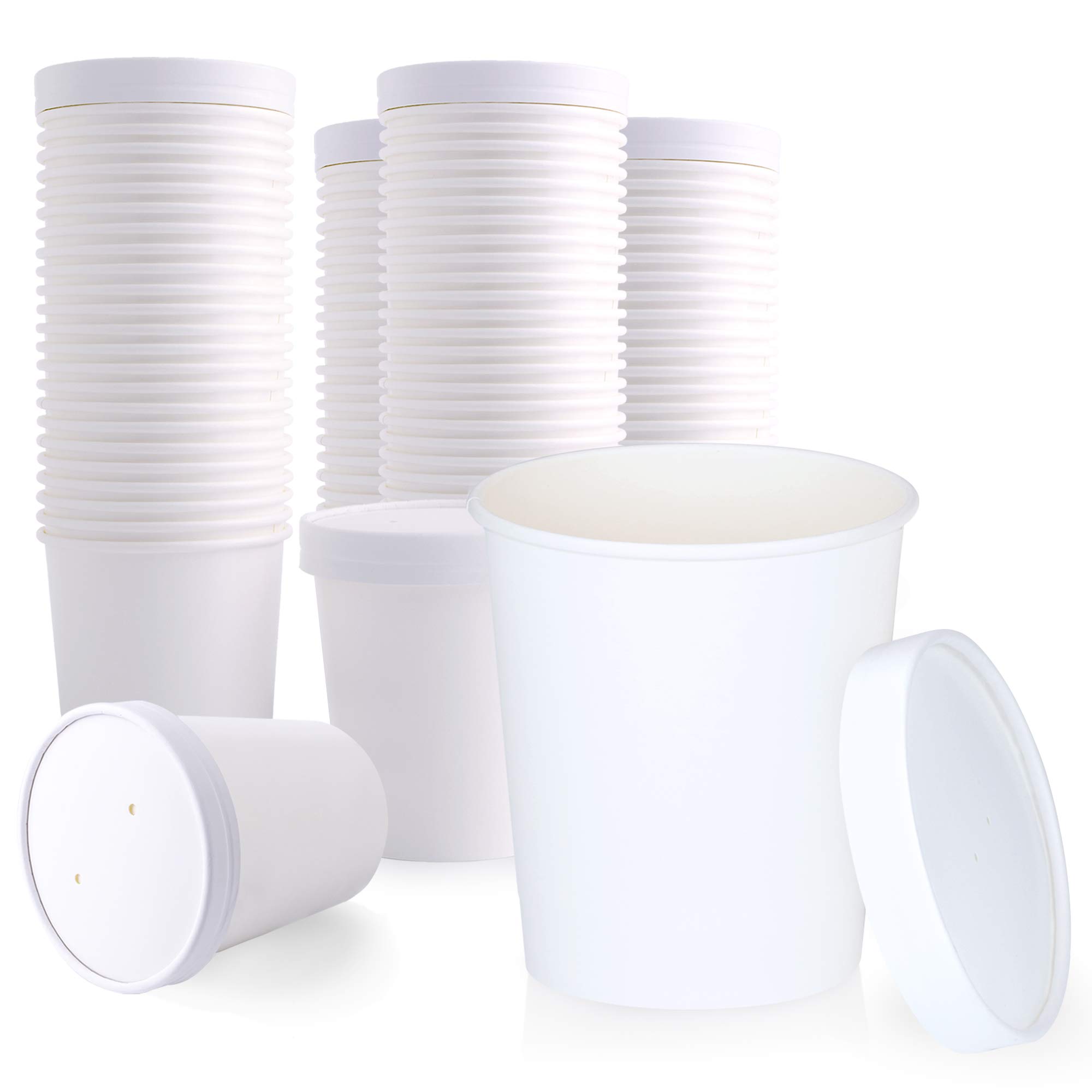 Buy [250 Pack] 32 oz White Paper Food Cup with Vented Lid Disposable