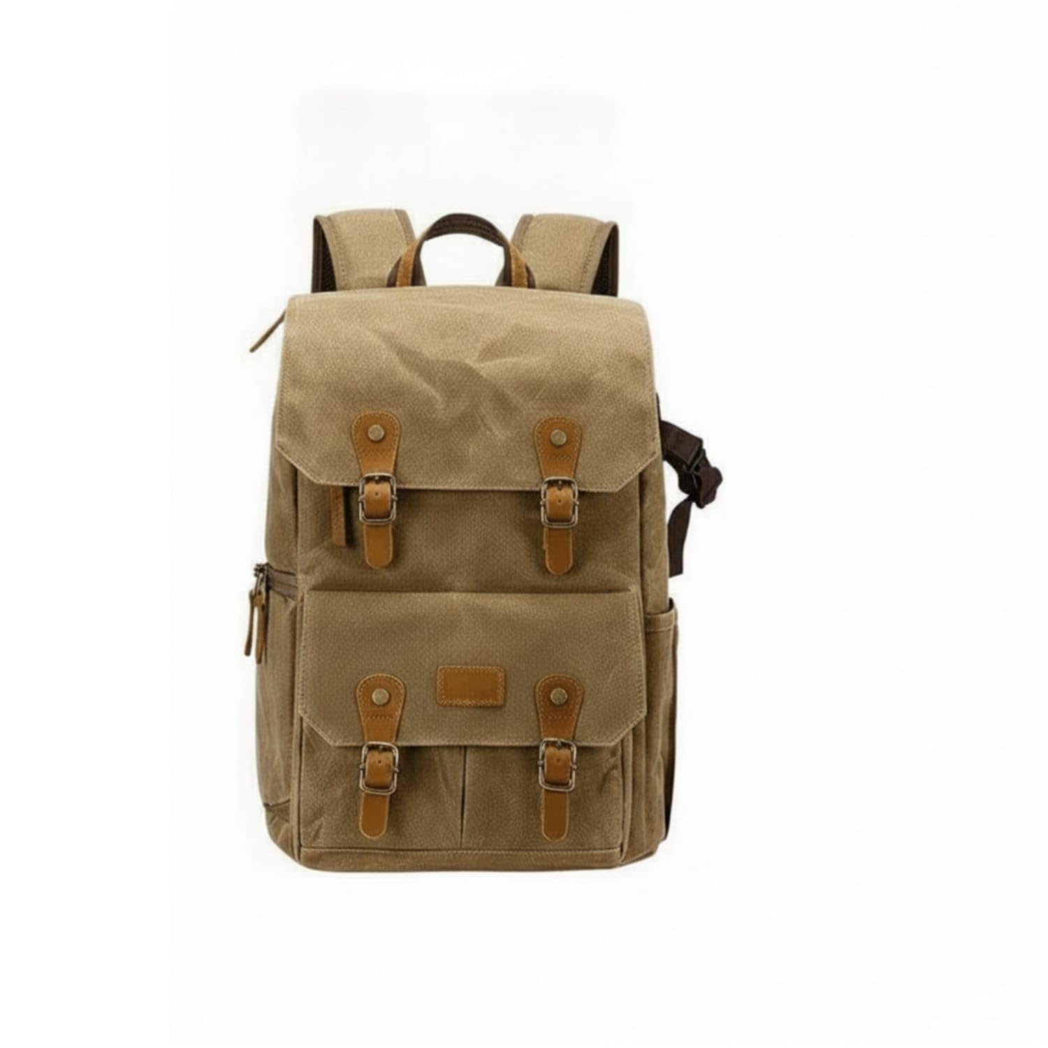 Padded Dividers Drone Camera Backpack Water Bottle Pocket Multi-Functional Gear Backpack for Photographers, Outdoor, Travel, Khaki Waxed Canvas-image-15