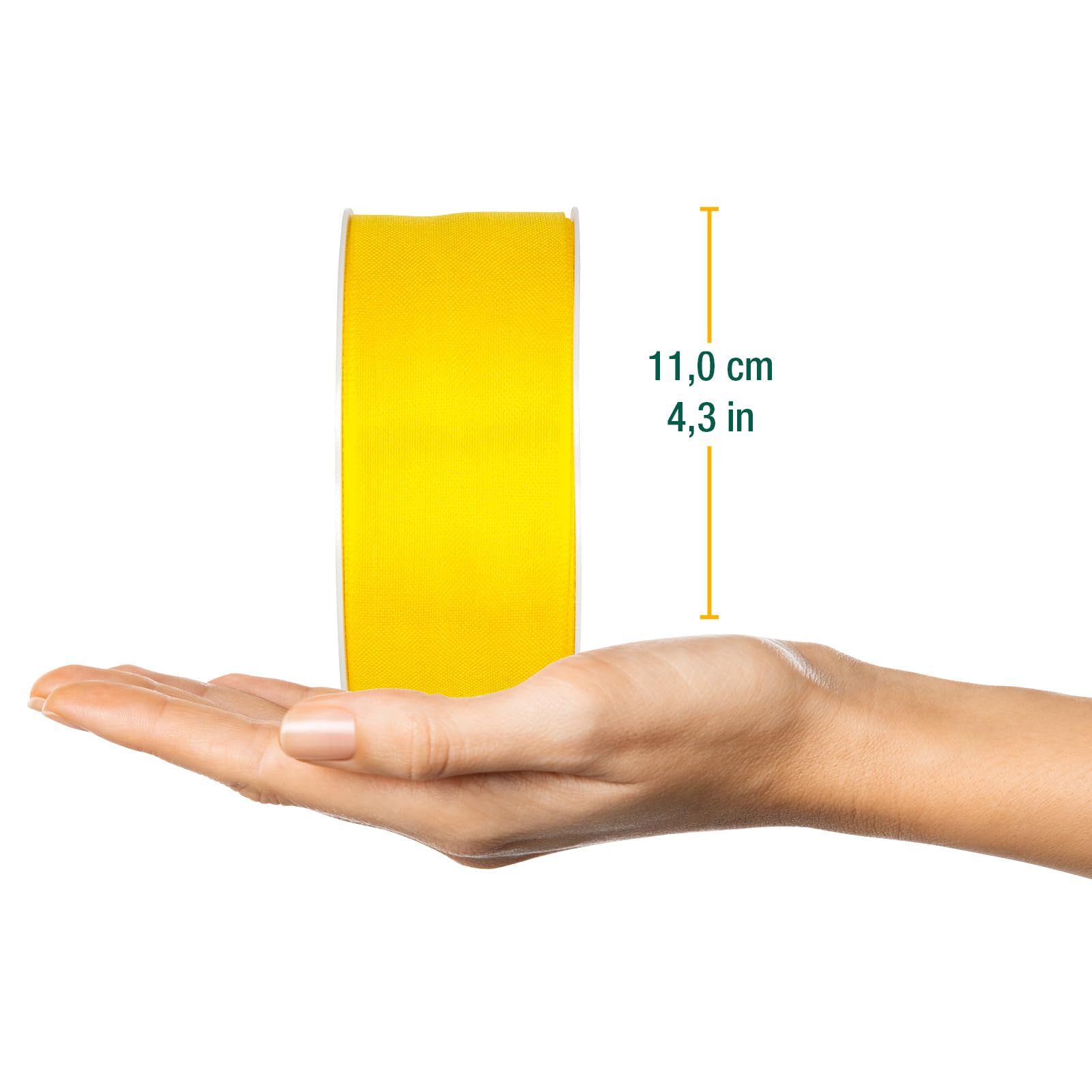 Halbach Seidenbänder Gift Ribbon Width 40 mm Length 25 m Ribbon Made in Germany Gift Ribbons in a Variety of Colours and Widths Perfect for Packaging and Decorating Colour: Lemon - Image 2