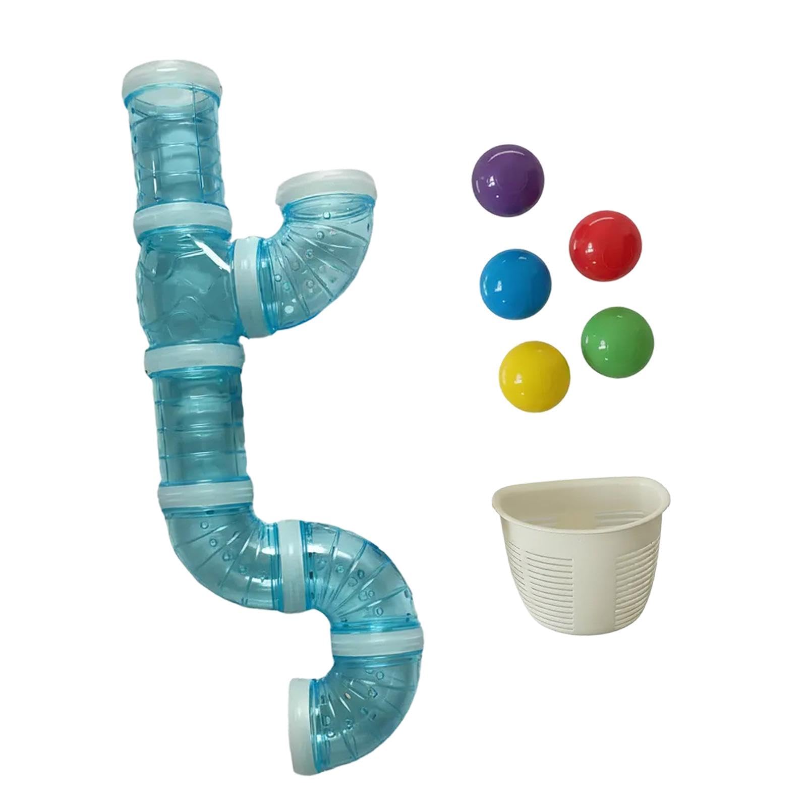 Amagogo Busy Board DIY Part Tube with Balls Sensory Board Parts Montessori Toy for Fine Motor Skills Learning Early Development Tunnel Sensory Board Accessories Preschool Classroom Home, blue 55cm
