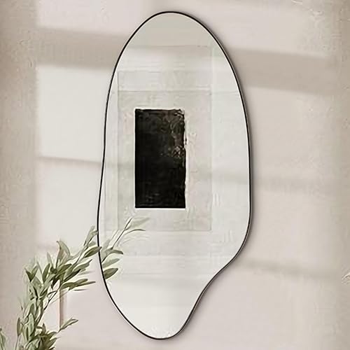 3 piezas de espejo negro asimétrico irregular decorativo para habitación, hogar, baño, dormitorio, sala de estar, casa de campo, decoración de pared