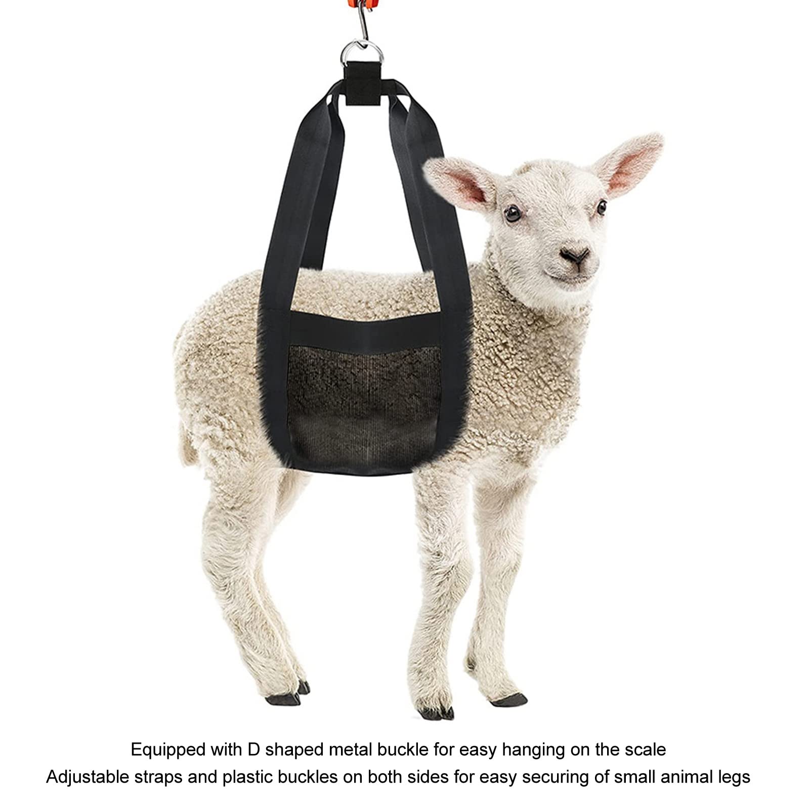 Calf Sling for Weighing Animals, Adjustable Straps Lamb Weighing Bag, Nylon Sling, 30 x 48cm, 220lbs Capacity, for Calves, Goats, Alpacas, Dogs