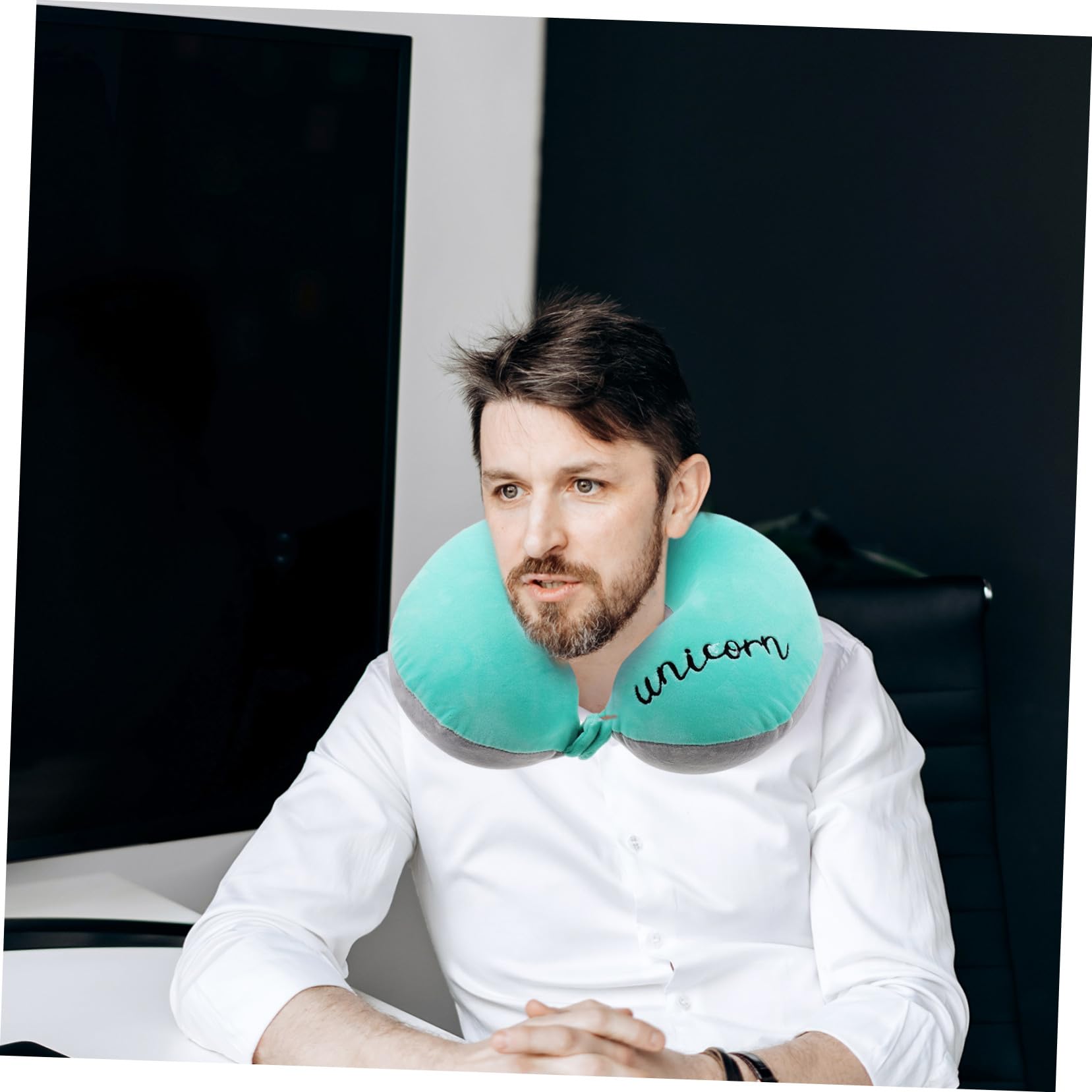 KICHOUSE Almohada de Viaje en Forma de U de Memoria Viscoelástica Verde, Cojín Cervical para Soporte Ergonómico del Cuello, Almohada para Dormir en Avión, Coche y Oficina, Funda Extraíble