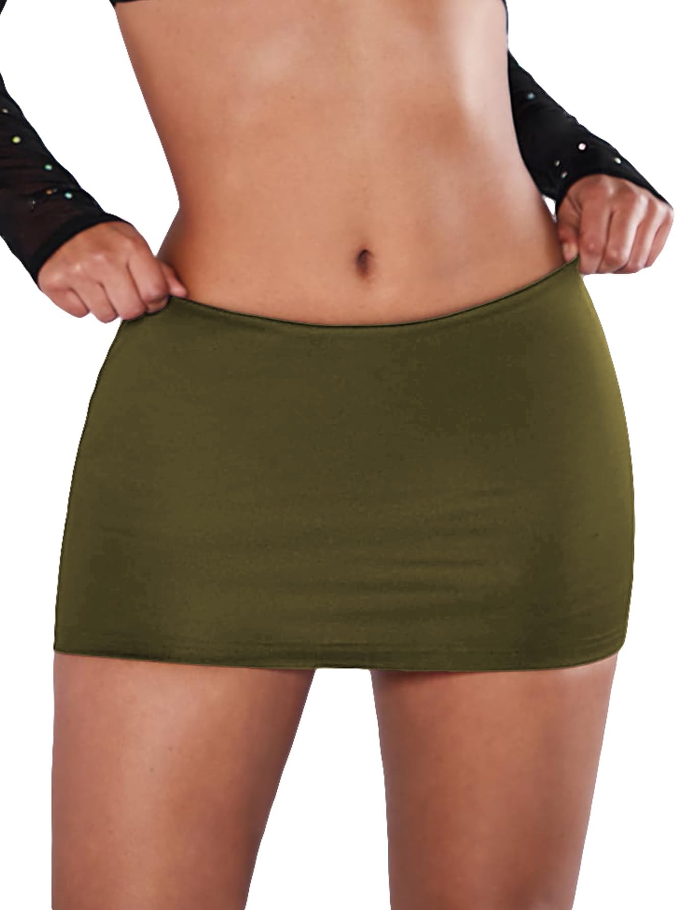 SweatyRocksWomen's Casual Elastic Waist Solid Bodycon Mini Skirt Streetwear