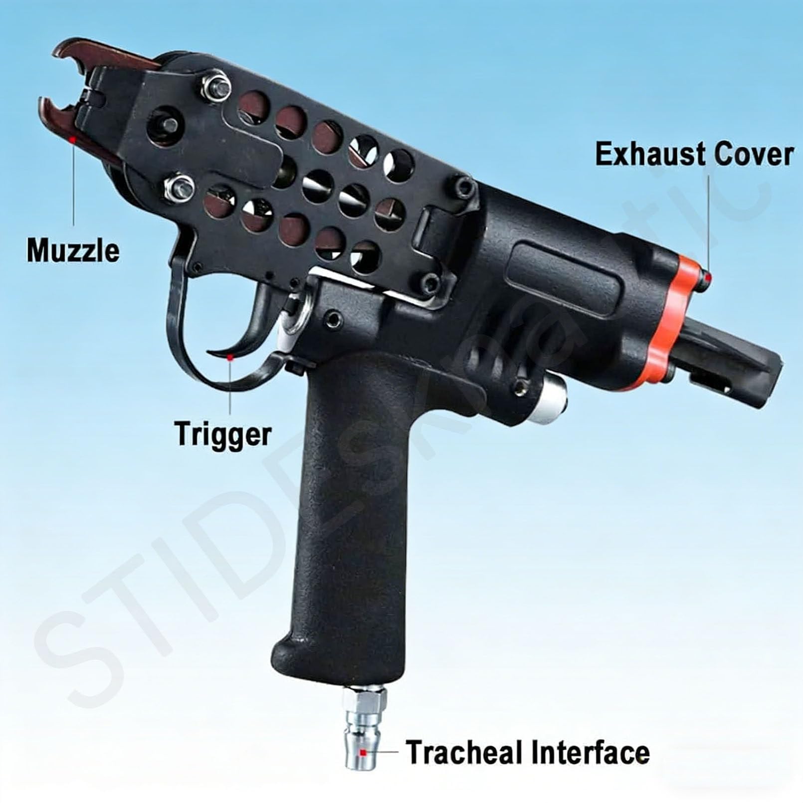 Pistola de clavos neumática tipo C, herramienta de encuadernación de jaula de grado industrial, para aplicaciones de valla y fijación